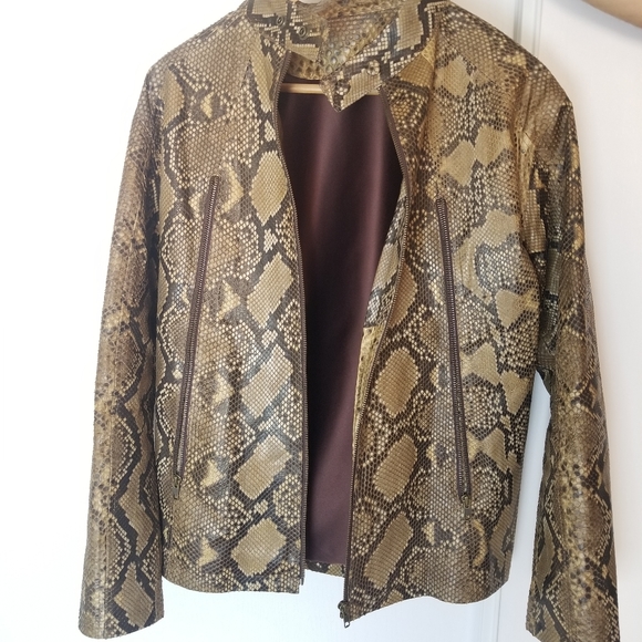 Python Snakeskin Leather Jacket Size-M - Picture 2 of 11
